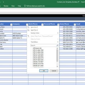 Kontaktliste Vorlage In Excel Druckfertig Professionelle Etsy