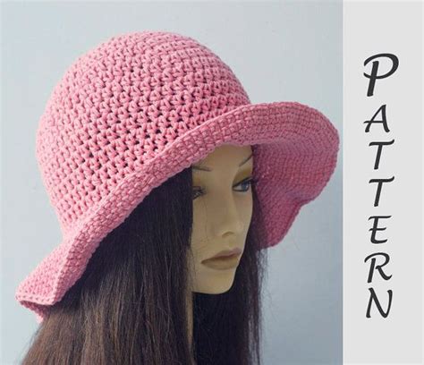 Wide Brimmed Sun Hat Crochet Pattern For Cotton Yarn Easy Crochet Pattern Summer Brimmed Hat