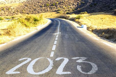 New Year Goals Concept Empty Asphalt Road Sunset And Happy New Year