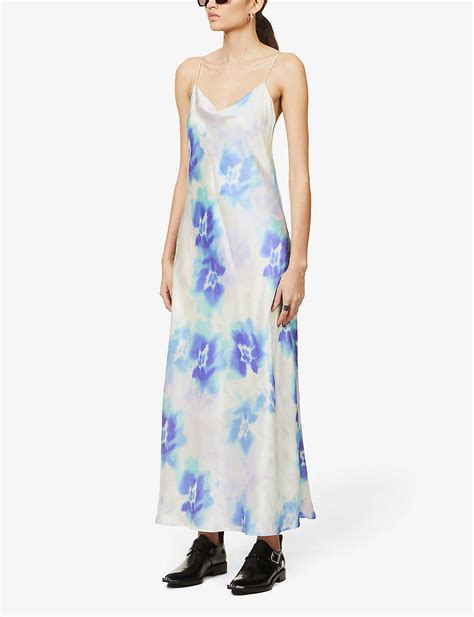 The Kooples + Tie-dye silk-satin midi dress