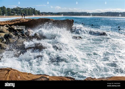 Perilous Surf At Avoca Rocks Avoca Beach At The Central Coast Of New