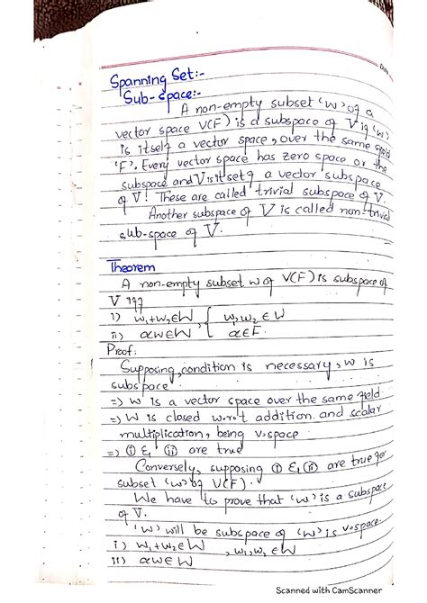 SOLUTION: Spanning set subspaces linear span examples - Studypool