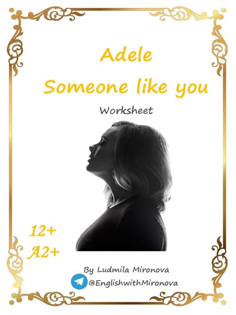 Adele Someone Like You Worksheet Pdf Linguistics Grammar