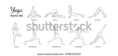 Yoga Set Asana Names Set Woman Stock Vector Royalty Free