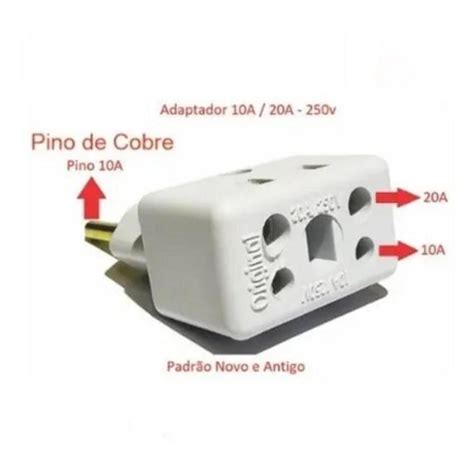 Kit 5 Peças Adaptador Tomada Multiuso Plug Elétrico 10a 20a Bob