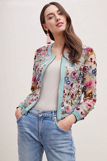 Floral Embroidered Mesh Bomber Jacket Embroidery Jackets For Women Hijab Designs Fashion