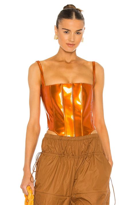 Laquan Smith Corset Bodysuit In Hot Orange Revolve