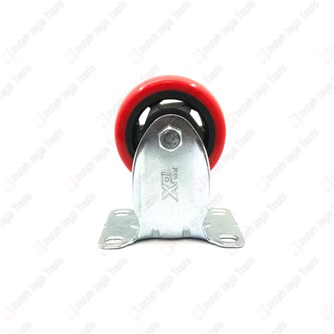 Jual Xp Tool Roda Caster Inch Hidup Mati Rem Troli Pvc Pu Merah