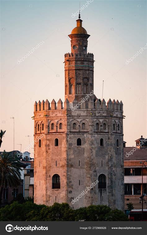 Golden Tower Torre Del Oro Sunset Seville Spain Located Margin Stock