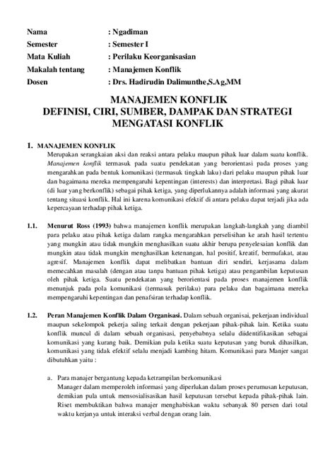 Pdf Tugas Tentang Konflik Organisasi