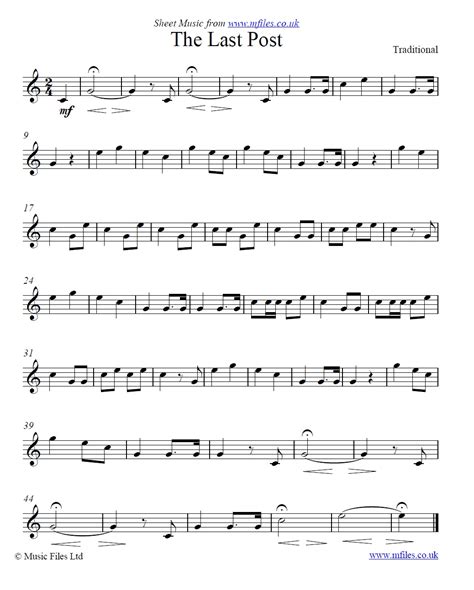 Traditional The Last Post A Military Bugle Call Sheet Music