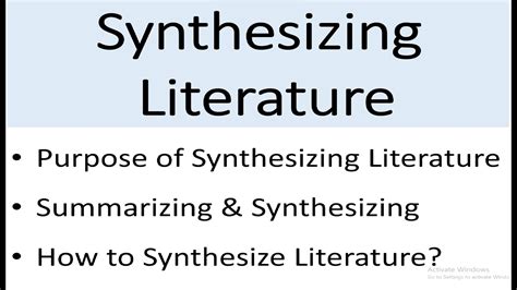 Ch 2 Literature Review How To Synthesize Literature Youtube