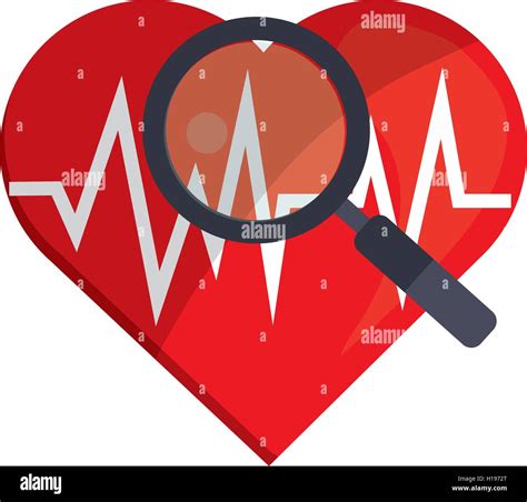 Heart Cardiogram And Magnifying Glass Icon Stock Vector Image And Art Alamy