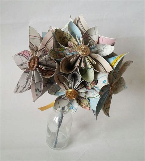 Origami Flower Bouquet Paper Origami Flowers Paper Flowers Wedding Bouquet Wedding Brooch