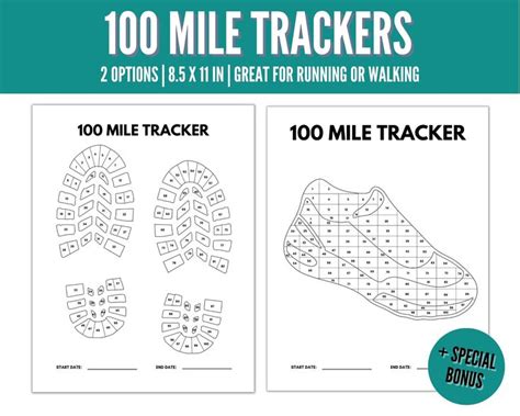 100 Mile Running Tracker 100 Mile Walking Tracker 100 Mile Etsy In