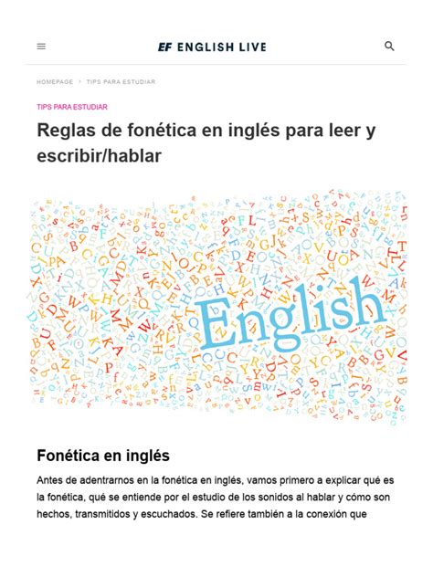 Reglas de fonética en inglés para leer y escribir-hablar | English Live Blog | PDF | Idioma en ...