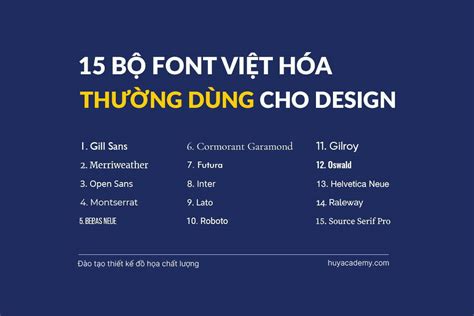 15 font chữ việt hóa thường dùng cho thiết kế