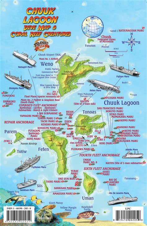 Chuuk Truk Lagoon Fish Card Franko Maps