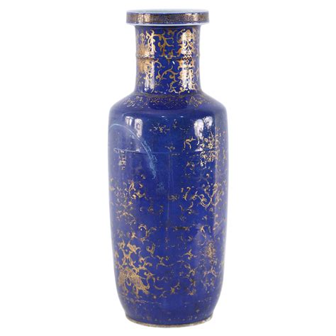 Porcelain Vase By Gustave Asch In Cobalt Blue And Gold Circa 1900 For