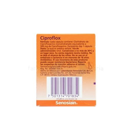 Ciproflox Mg Con C Psulas