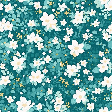 Premium AI Image | Turqoise and white floral wallpaper