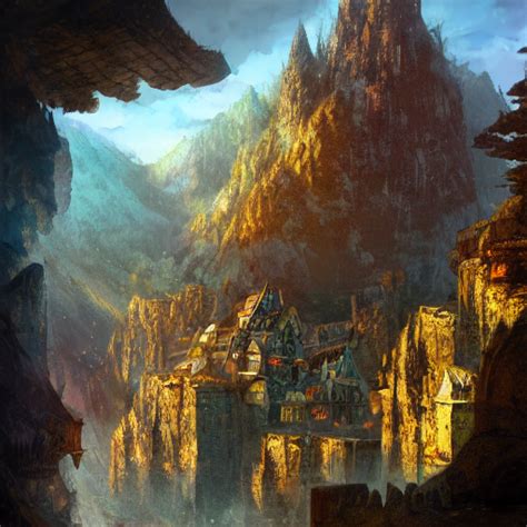 Prompthunt Beautiful Fantasy Landscape Showing Dwarven Mining Village