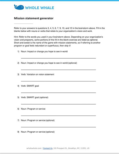 Free Printable Mission Statement Templates Word Pdf Generator