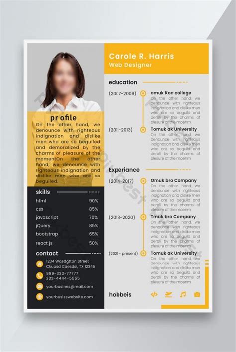 Professional Modern Abstract Cv Resume Template Cv Layout Eps Free