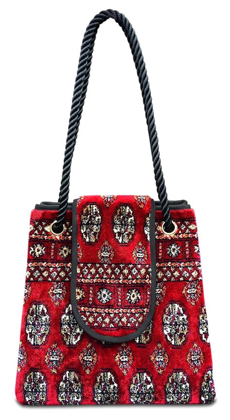 Carpet Bag Torba Plus Bukhara Red Vintage Style Sack Shaped Tote Carpet