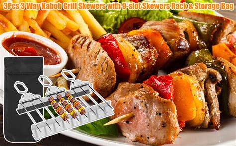 Pcs Way Grill Skewers With Handle Stainless Steel Prong Bbq Skewer