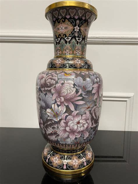 Proantic Chine Grand Vase En Bronze Et Emaux Cloisonn S Th