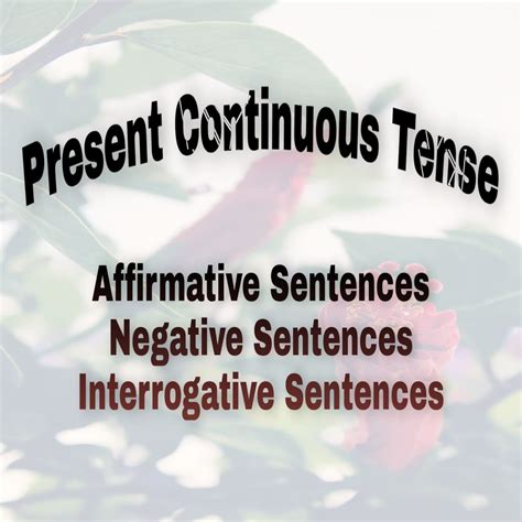 Present Continuous Tense Affirmative Negative And Interrogative Sentences