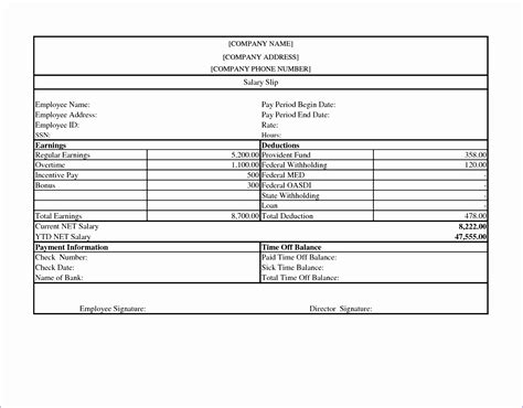 8 Payroll Slip Template Excel - Excel Templates