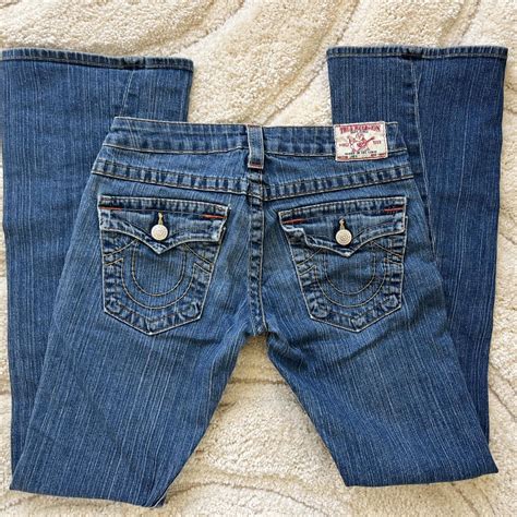 True Religion Low Waisted Flare Jeans Size Fits Depop