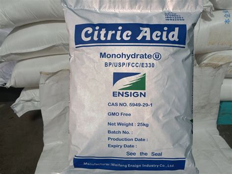 Food Grade Citric Acid Monohydrate Anhydrous For Food Additives CAS