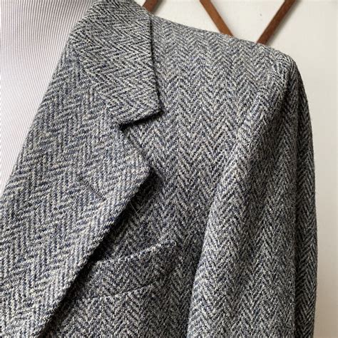 Vintage Harris Tweed Wool Handwoven Herringbone Blaze Gem