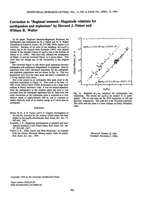 Pdf Regional Moment Magnitude Relations For Earthquakes And Explosions