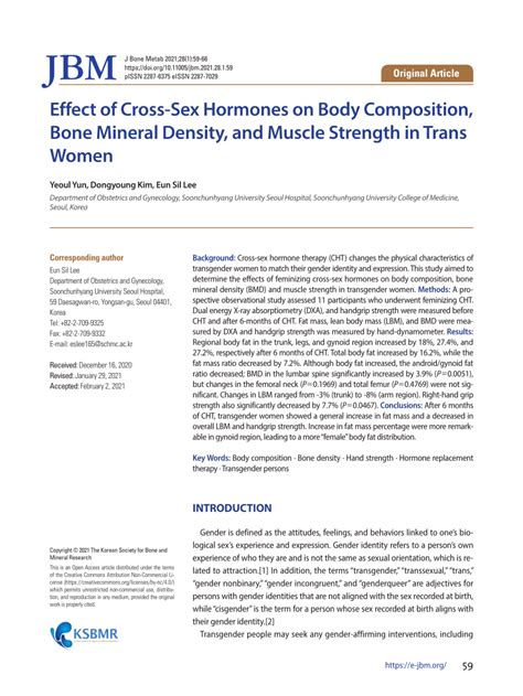 Pdf Effect Of Cross Sex Hormones On Body Composition Bone Mineral