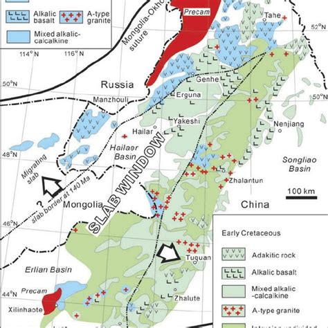 Distribution Of Late Mesozoic Magmatism In The Great Xing An Range