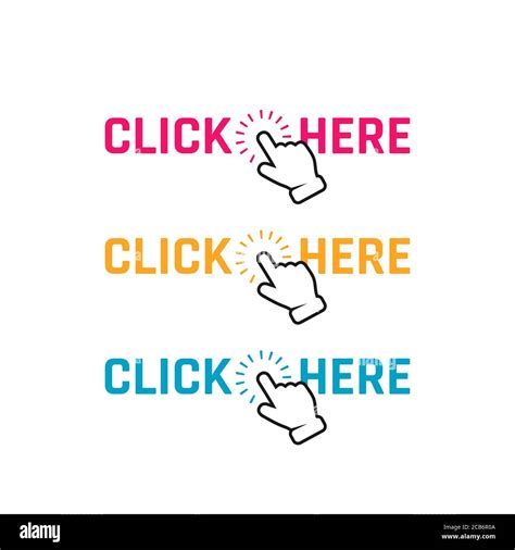 Hand Pointer Clicking Click Here Button Vector Round Shape Click Here