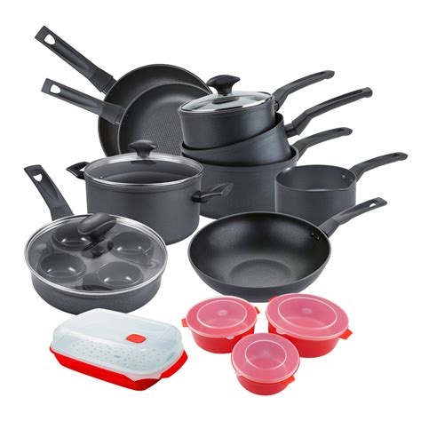 ultimate  stick kitchen set frying pans saucepans lids wok