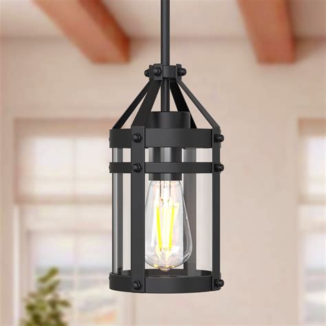 OS DZ119 YANSUN 1 Light Matte Black Metal Farmhouse Pendant Light