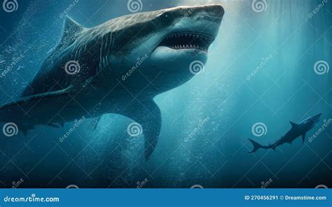 Shark Attack in the Deep Blue Sea. Stock Illustration - Illustration of scene, wildlife: 270456291