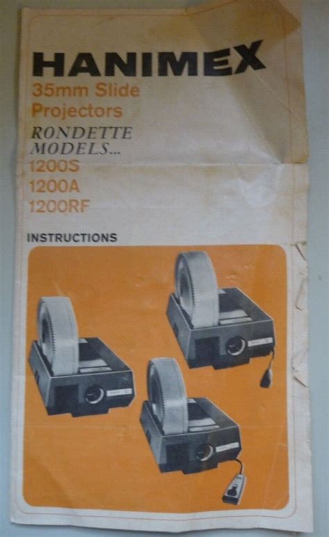 Instructions Slide Projector Hanimex Rondette S A Rf