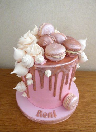 Macaron And Meringue Pink And Rose Gold Chocolate Drip Cake Susies Cakes