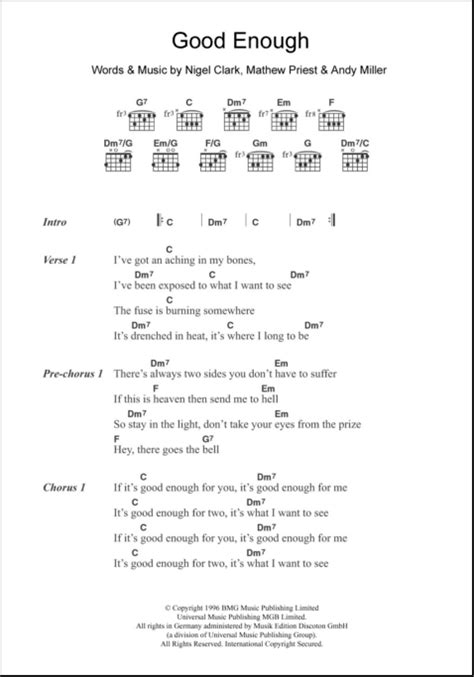 Good Enough Guitar Chords Lyrics Zzounds