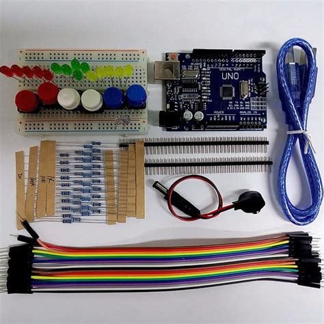 Arduino Uno R Kit B Sico Con Proto Pts Leds Y Otros En