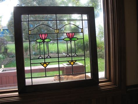 Vintage Craftsman Bungalow Style Stained Glass Window Stained Glass Windows Stained Glass