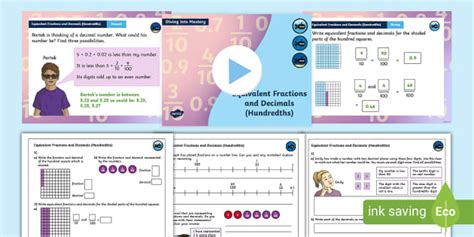 Y5 DiM Step 3 Equivalent Fractions Decimals Hundredths