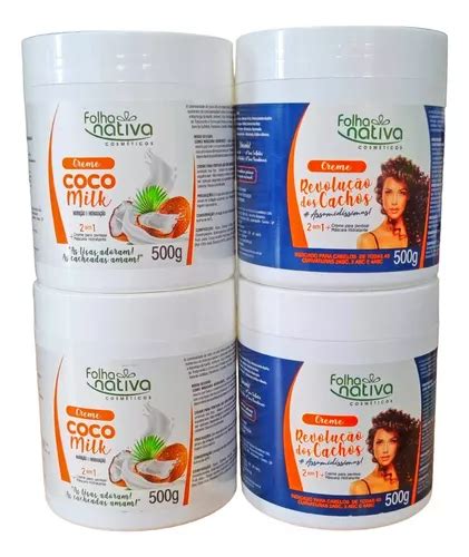 Kit Creme Capilar Folha Nativa Coco Cachos 4x500g MercadoLivre